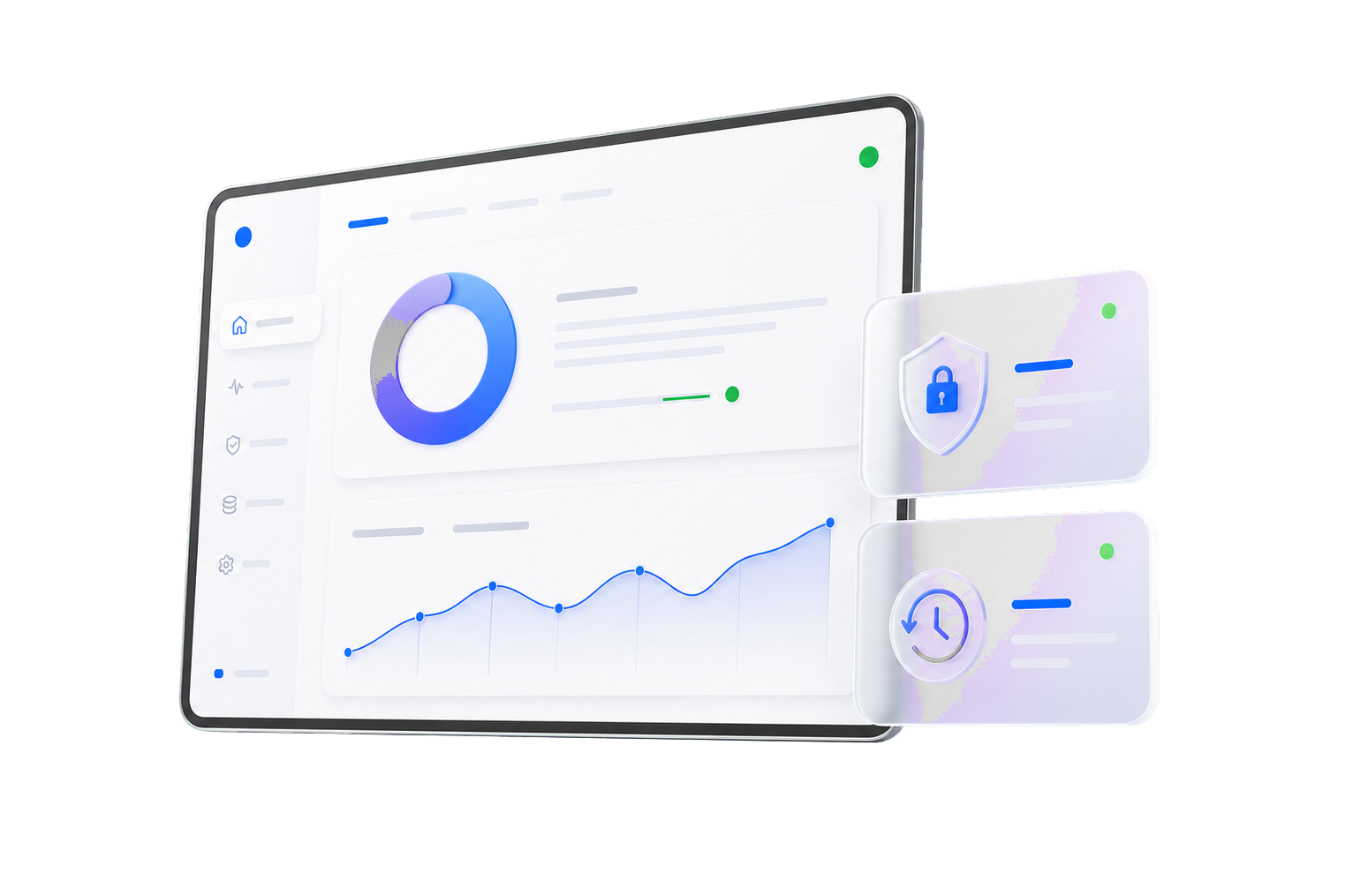 3D dashboard voor websitegezondheid, SSL-beveiliging en back-ups